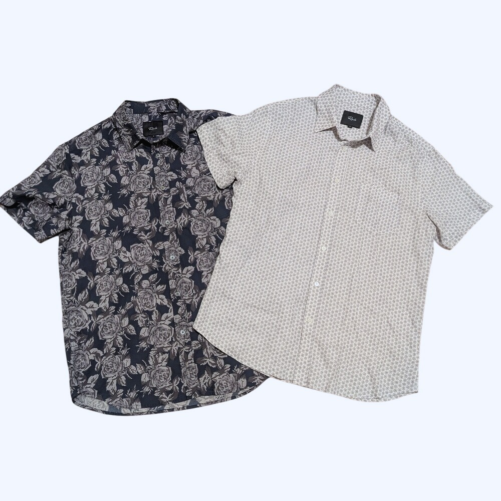 Rails 2 Mens L Large Floral Patterned Shirts Black Gray White